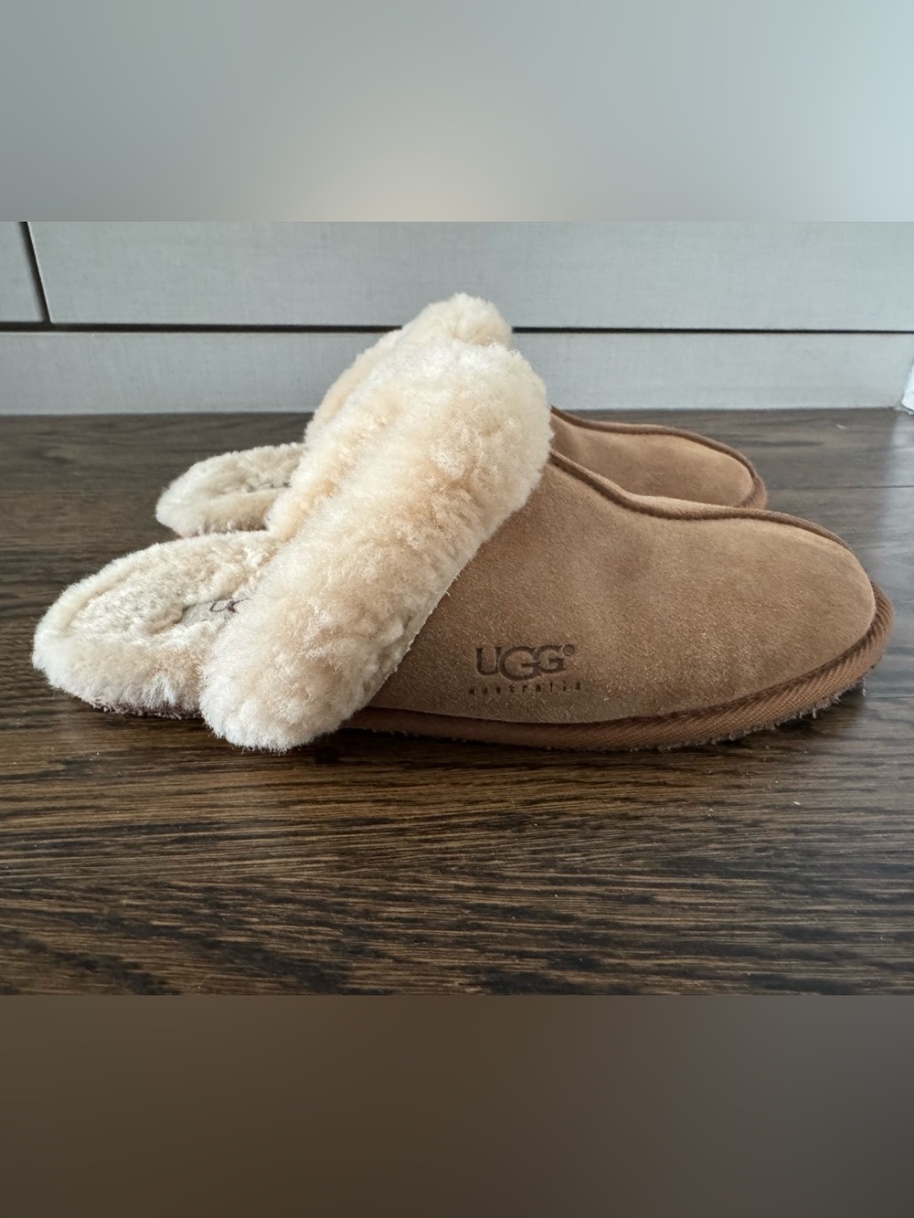 UGG Chestnut Sheepskin Cuff Slippers
